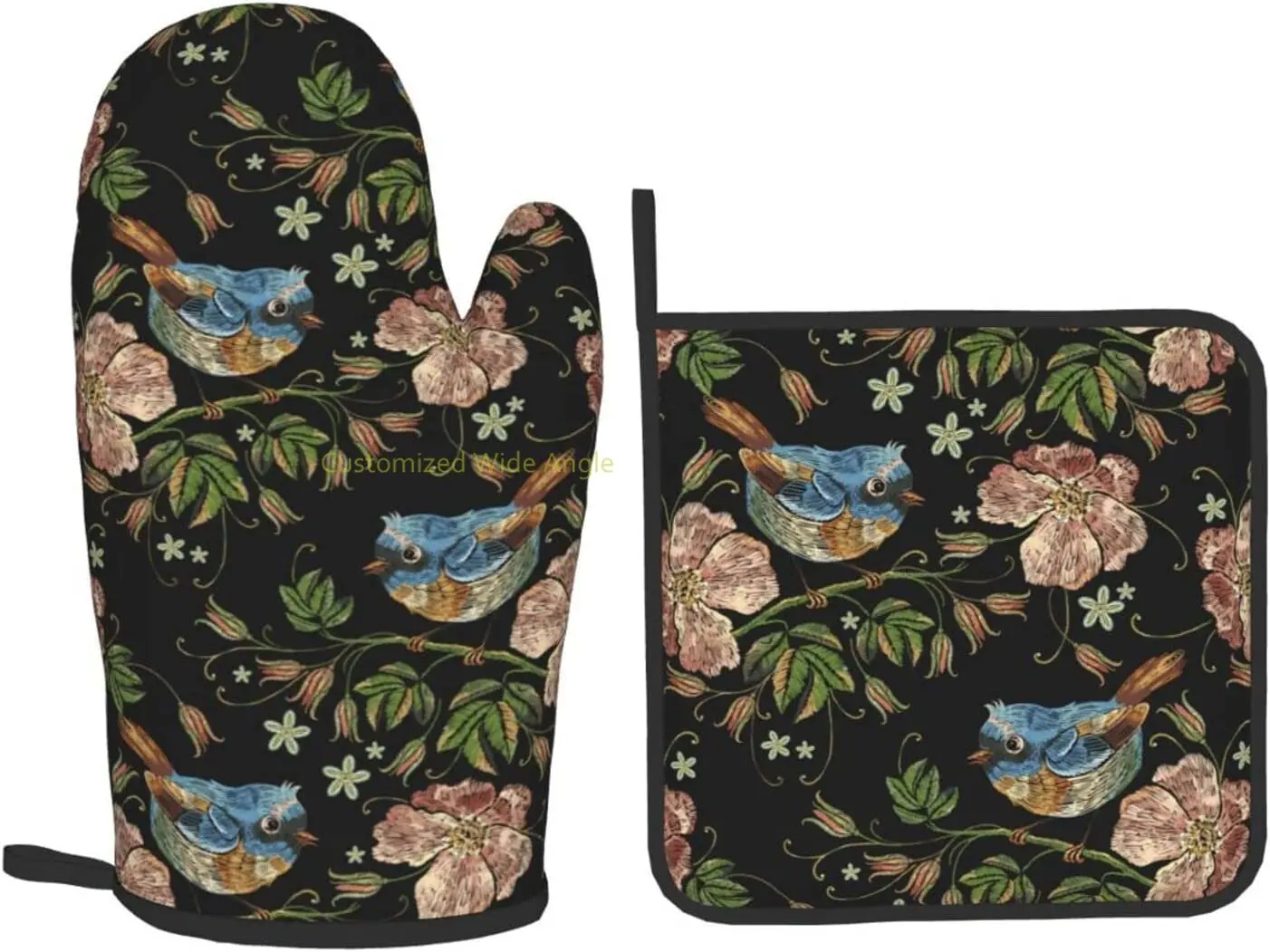 Красивые варежки и держатели для горшков с птицами цветами жаропрочные духовки