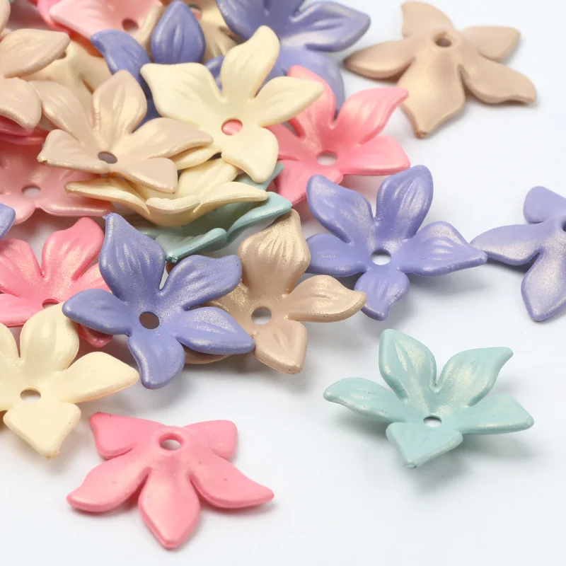 Fashion Acrylic Flower Loose Headdress DIY Acrylic Beads For Jewelry Making Mix Color 21/10mm 50/100/200Pcs