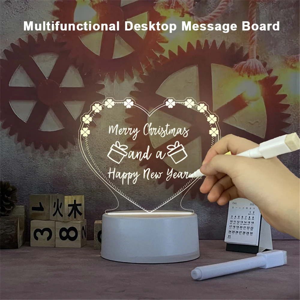 

Creative LED Night Light Note Board Message Board With Pen USB Powered Decor Night Lamp Gift For Children Girlfriend For Bedroom