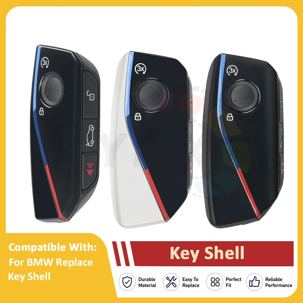 Фото Сменный корпус ключа KYMX с 3 кнопками запуска для BMW 2023+ 2 MPV U06 X1 U11 X2 U10 U Chassis, серебристый или черный. №1