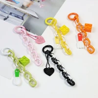 women girls chain heart keychain fashion brick phone charm key chain handbag hanging pendant keyring