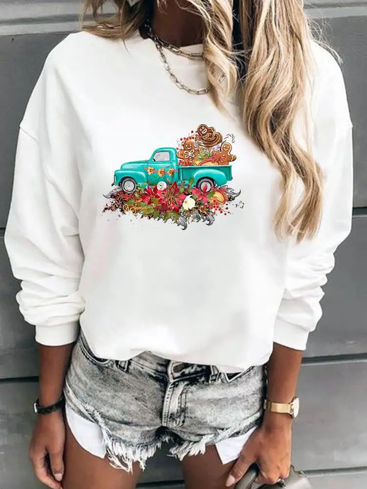 

Merry Christmas Pullovers For Women Happy New Year Fashion Sweet Lovely Holiday Print Female Clothing Graphic Sweatshirts