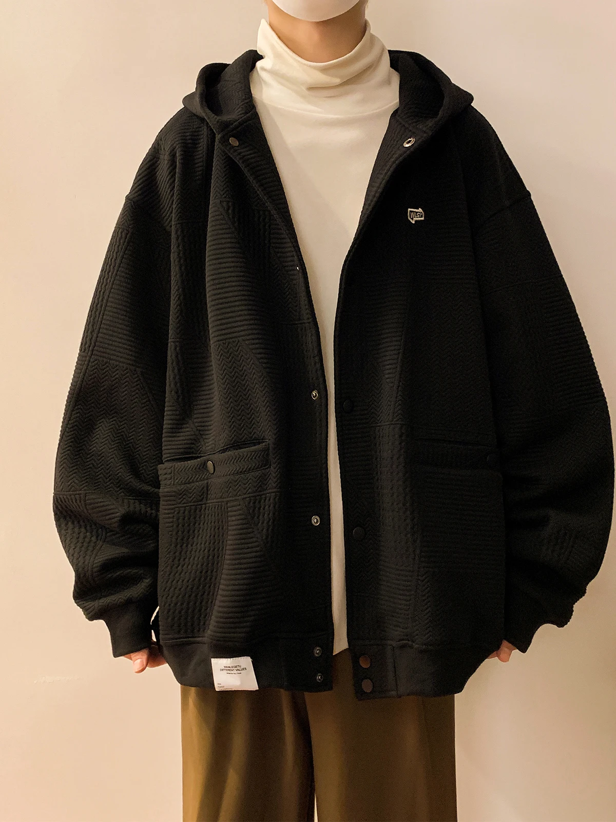 Autumn Japan fashion Retro Vintage Hoodie Men's Fashion Brand Loose Couple Simple and Versatile Cardigan