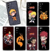 cute cartoon phone case for samsung galaxy s20 s21 fe s10 s9 s8 s22 plus ultra s10e lite case black tpu soft cover naruto anime