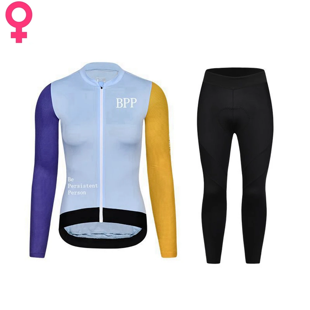 

Профессиональный велосипедный костюм BPP для постоянных женщин, Джерси с длинным рукавом и шорты-комбинезон, комплект для велоспорта, maglia da ...