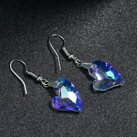 shine heart crystal pendant earrings dangle ab color glass drop crochet earring fashion boho charms ear jewelry gifts for women