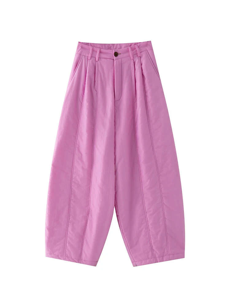 Женские хлопковые брюки LANMREM прямые широкие с высокой талией теплые одежда для