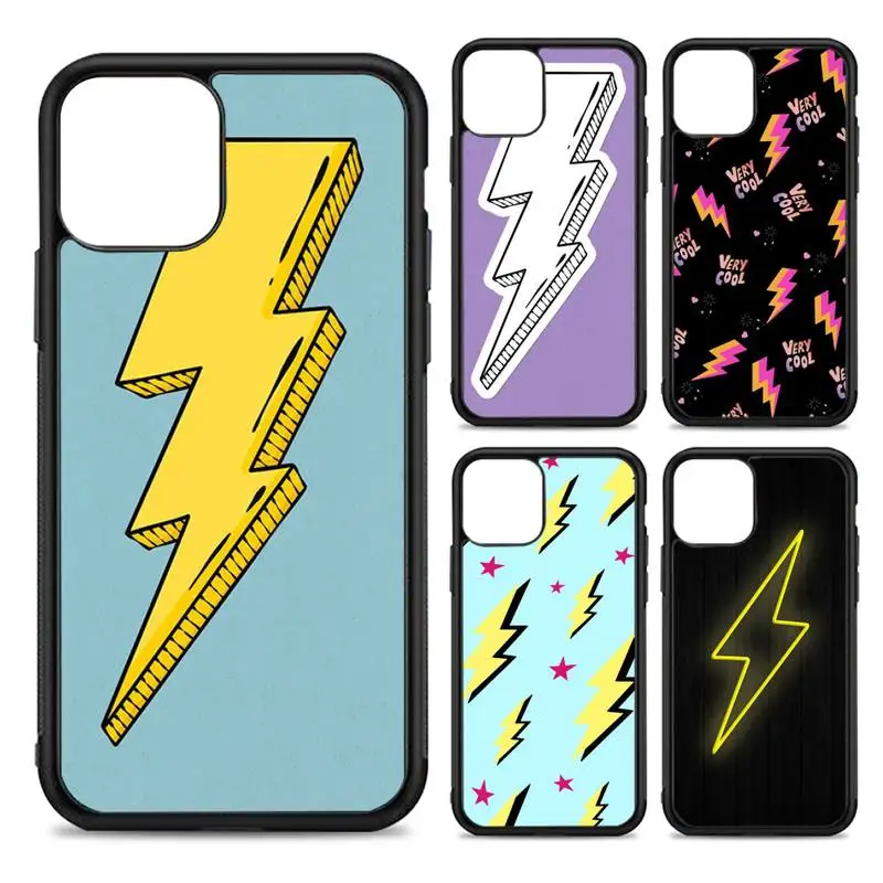 

Cartoon lightning Phone Case Silicone PC+TPU Case for iPhone 11 12 13 Pro Max 8 7 6 Plus X SE XR Hard Fundas