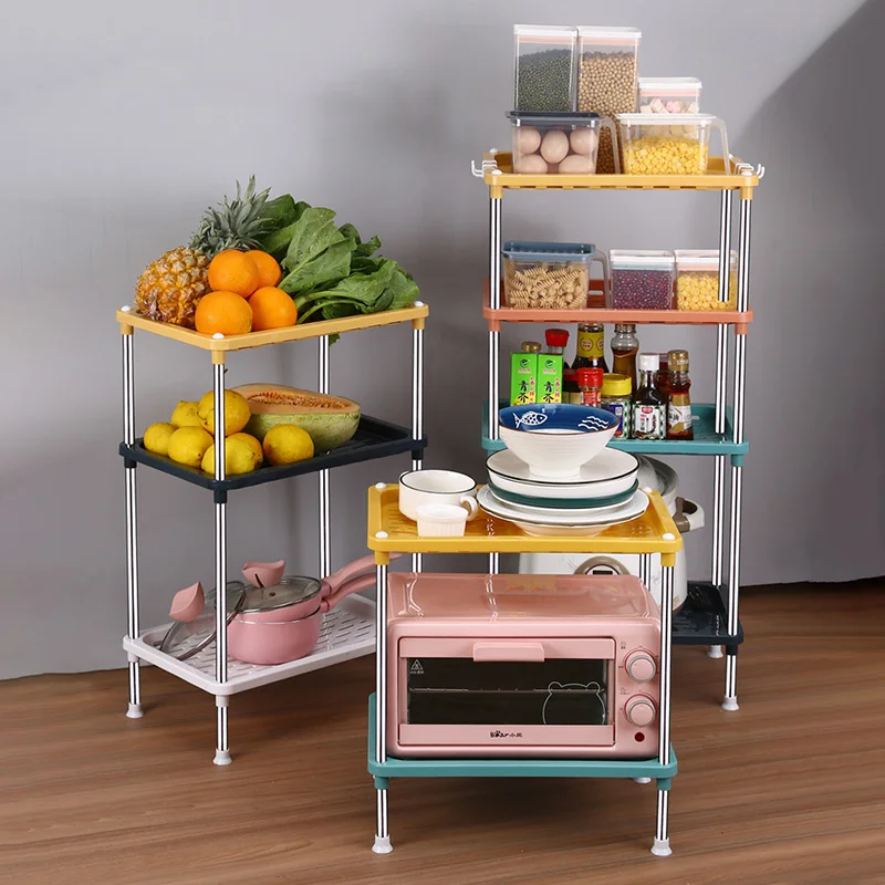 

3/4 Tier Storage Shelf Removable Seasoning Storage Rack Multilayer Standing Floor Storage Rack for Kitchen Bathroom Laundry Room