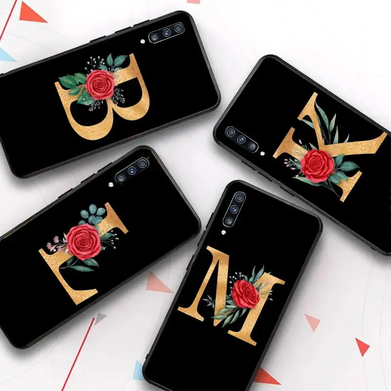

Flower Custom English Initial Letters Phone Case for Samsung S20 lite S21 S10 S9 plus for Redmi Note8 9pro for Huawei Y6