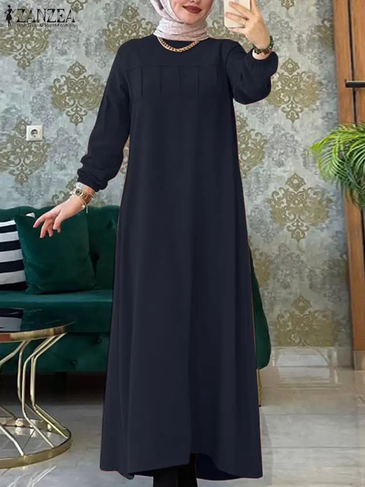 

ZANZEA/весенние женские мусульманские длинные сарафаны; Robe Femme Abaya хиджаб/кафтан; Vestido; Мусульманская одежда; Eid Mubarek Ramadan; Длинное платье