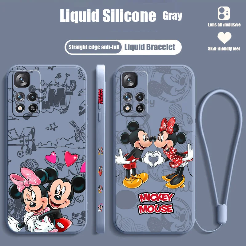 

Disney Mickey Mouse couple For Redmi Note 12 11T 11S 11E 10S 10T 10 9S 9T 8 Pro Plus Lite Max Liquid Left Rope Phone Case