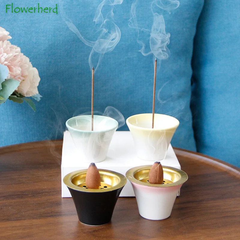 Creative Mini Ceramic Incense Burner Multi-function Incense Holder Line and Tower Incense Dual-use Home Aromatherapy Burner