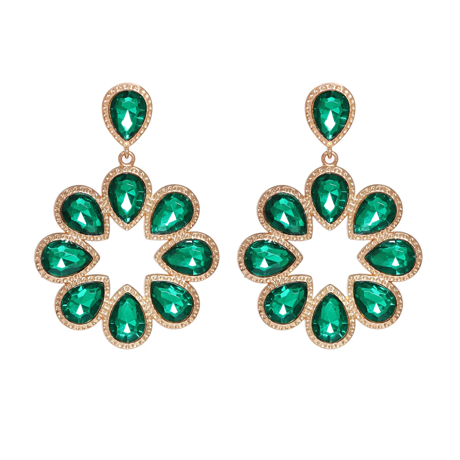 

New Fashion Retro Versatile Green Crystal Earrings