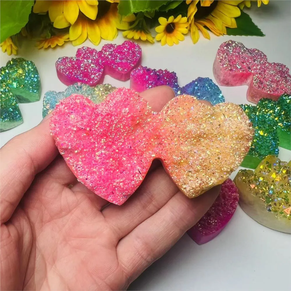 

Кристаллы кварца Aura double hearts, Исцеляющие кристаллы Aura Angel, белый кластер сердца для украшения