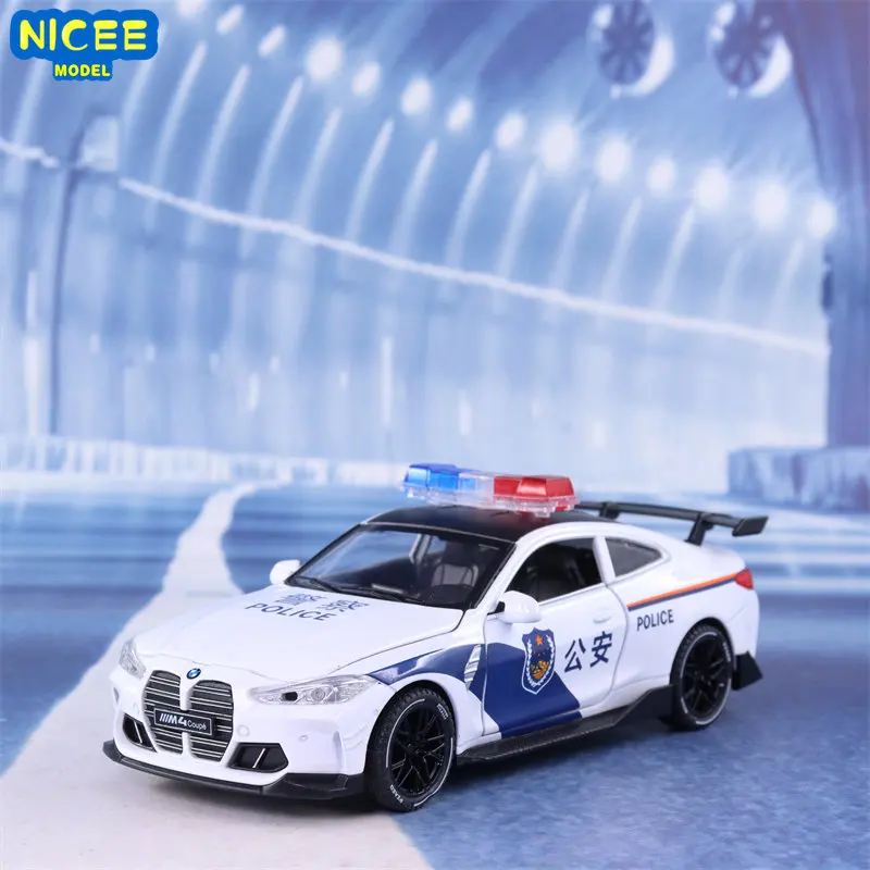 

1:32 BMW M4 Police car High simulation Pull Back Sound Light Diecast Model CAR Toys Collection kids Gifts A453