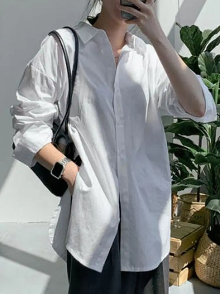 

Korean Style Casual Solid Baggy Tops Tunics Oversized Casual Blusas Women Fashion Shirts ZANZEA Office Lady Long Sleeve Blouse