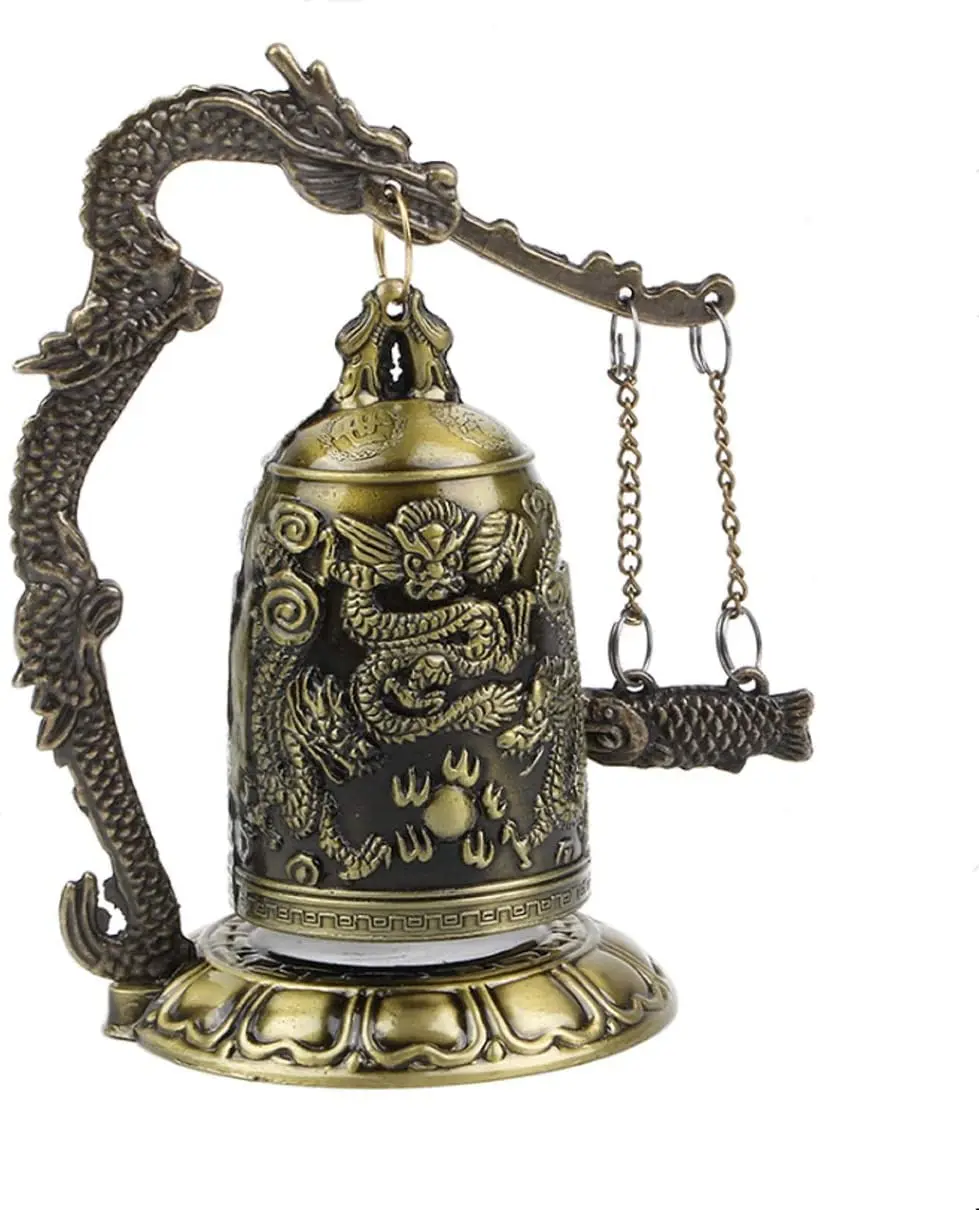 

DMtse винтажный стиль, бронзовый замок, резной дракон, тибетская буддийская рыба, бронзовое геомантическое украшение для медитации, алтаря