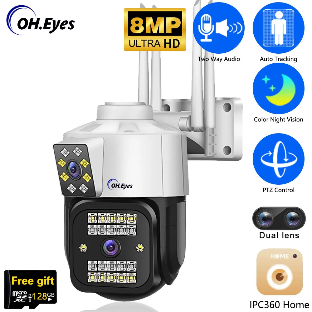 

IP-камера с двойным объективом, PTZ, Wi-Fi, 4K, 8 МП