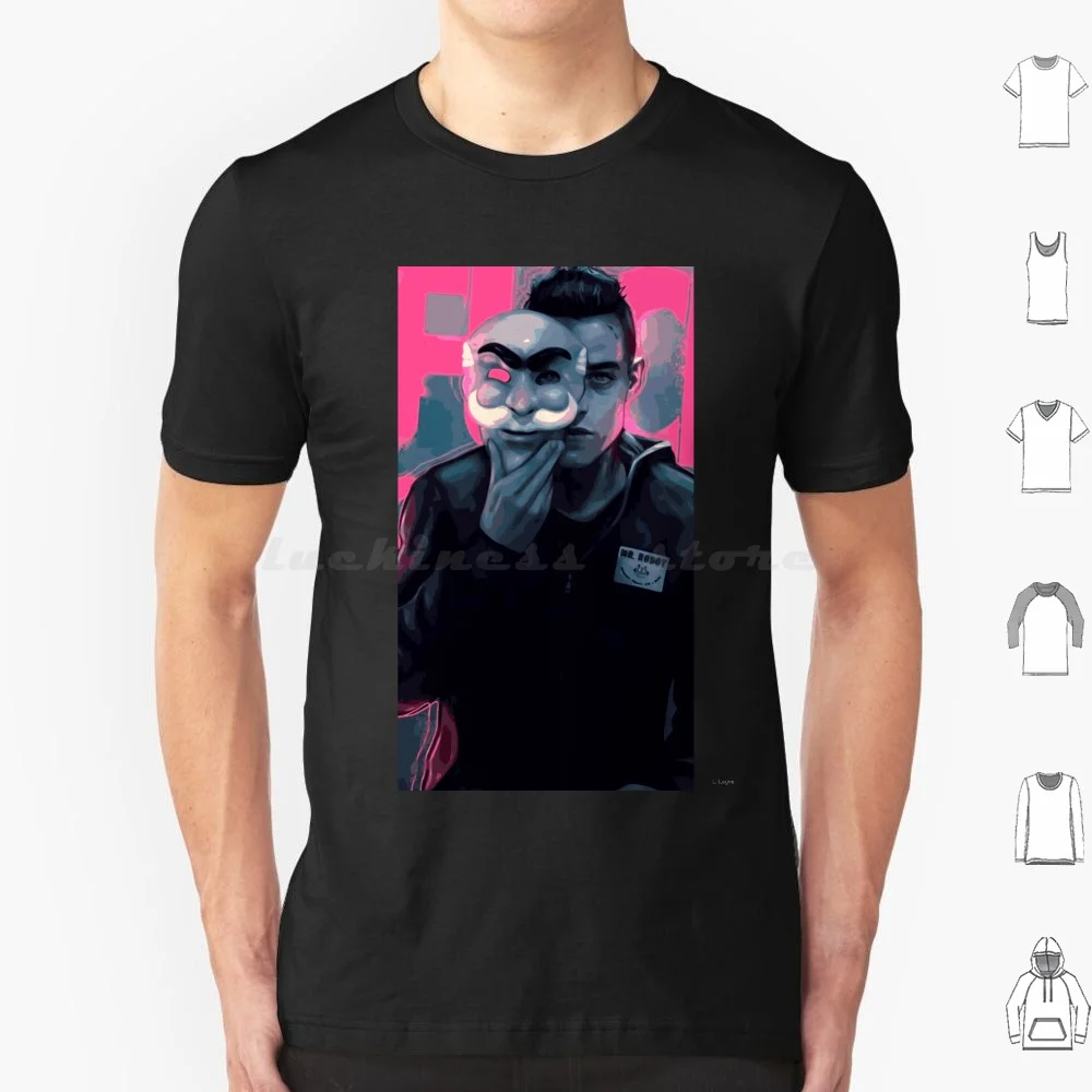 Футболка с надписью Mr. Robot And His Mask (Rami Malek Fanart) для мужчин женщин и детей Размер 6xl