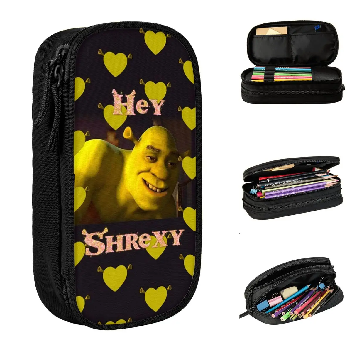 

Hey Shrexy Shrek Meme Pencil Case Creative Pen Holder Bag Student Big Capacity Students School Gift Pencil Pouch