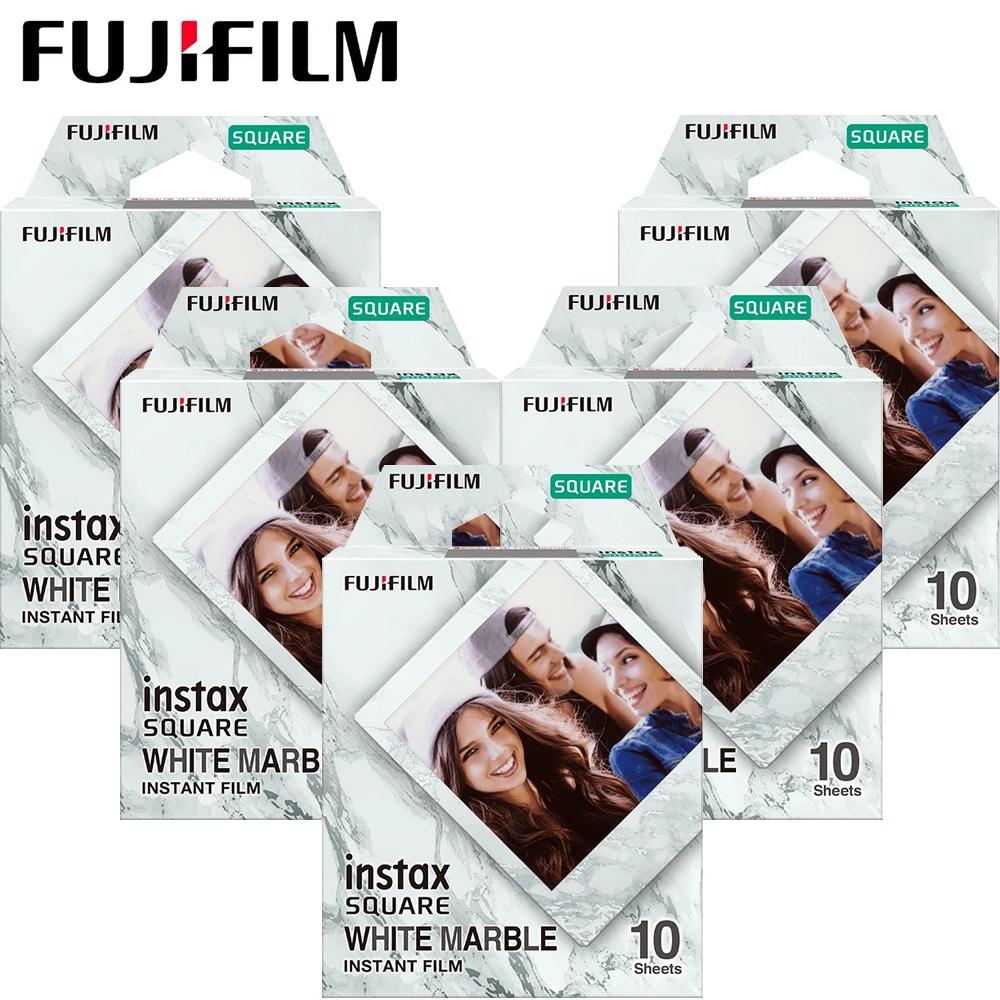 

Новая Квадратная Белая Мраморная рамка Fujifilm Instax, фотобумага (10-50 листов) для мгновенной фотосъемки SQ10, SQ6, SQ20
