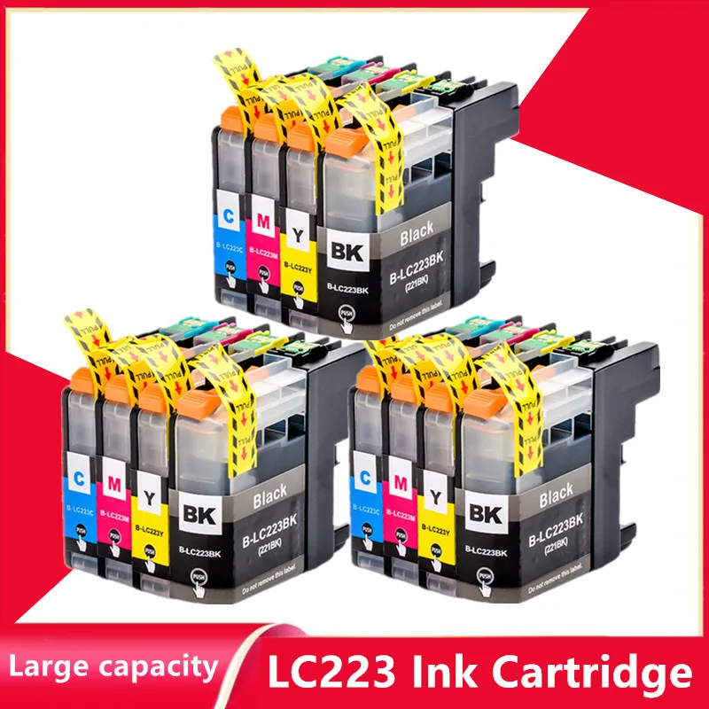 

12PK Compatible LC223 LC221 LC 223 Ink Cartridge for Brother Printer DCP-J562DW J4120DW MFC-J480DW J680DW J880DW J5320DW