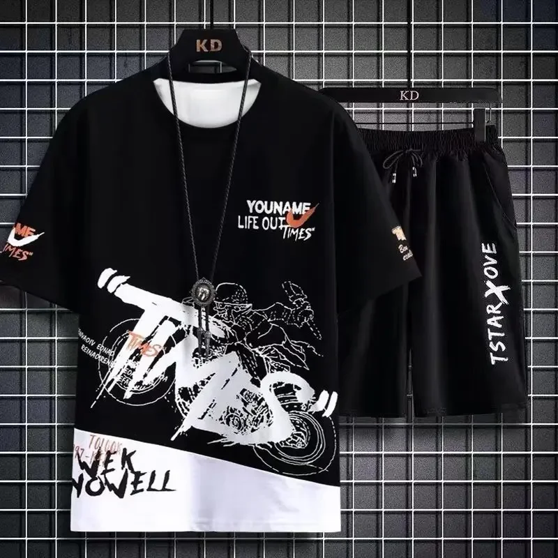 Быстросохнущий Молодежный комплект Мужская футболка с коротким рукавом Летние