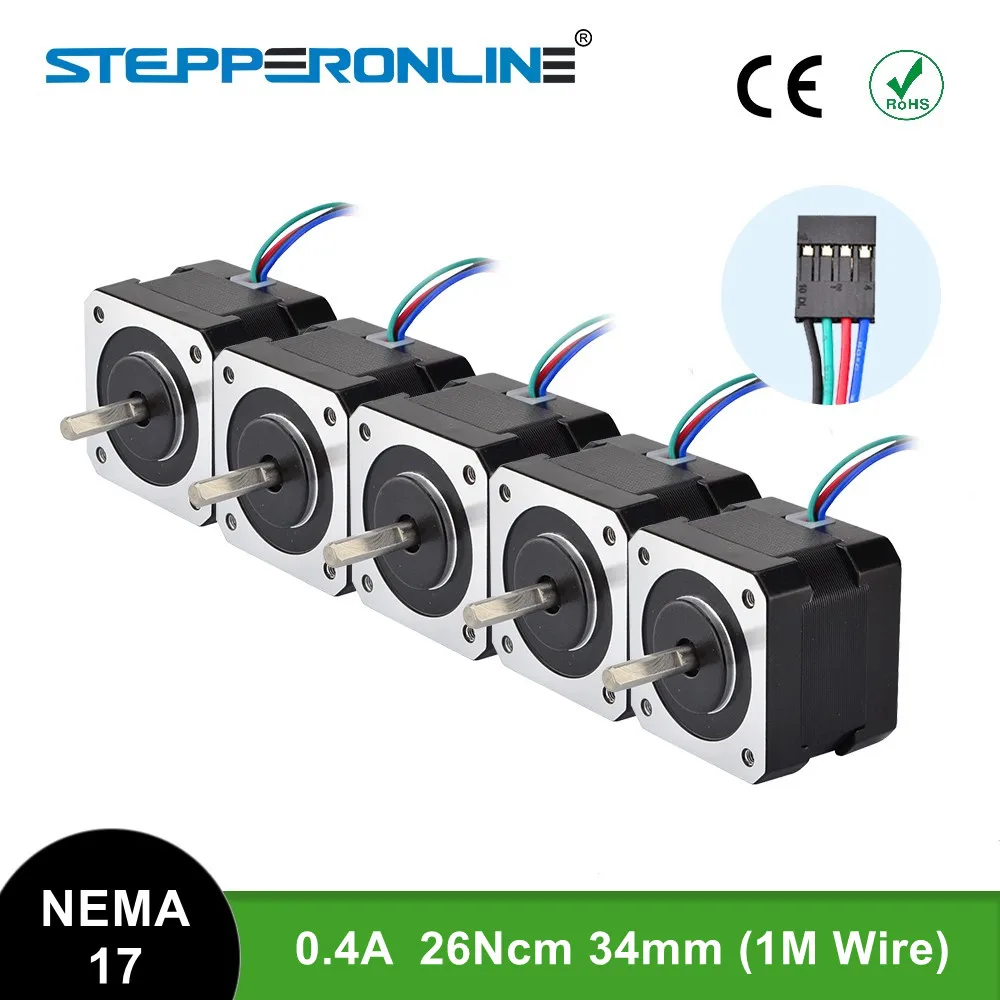 Бесплатная доставка! 5 шт., шаговый двигатель Nema 17, 34 мм, 36,8 А, 26 см