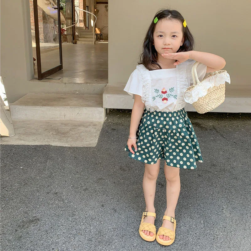 Шорты для девочек 2-6 лет летние свободные тонкие штаны в горошек с эластичным