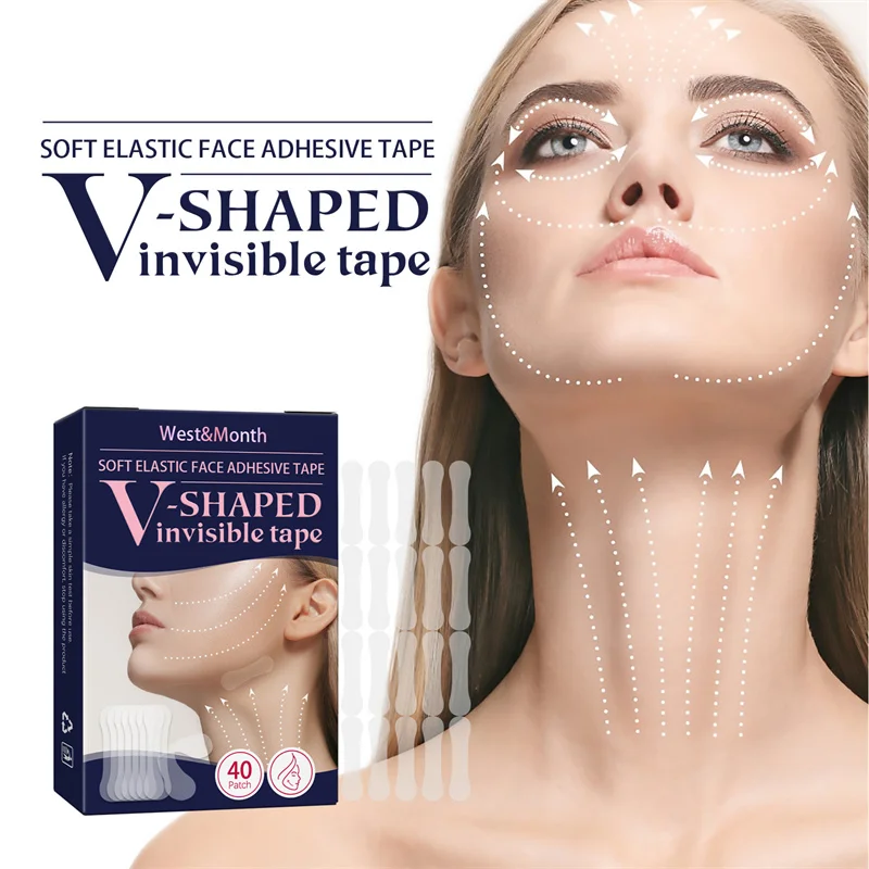 

40Pcs Invisible Thin Face Stickers Acial Line Anti Wrinkle Skin V-Line Cheek V-Shape Chin Lifting Patches Women Face Beauty Tool