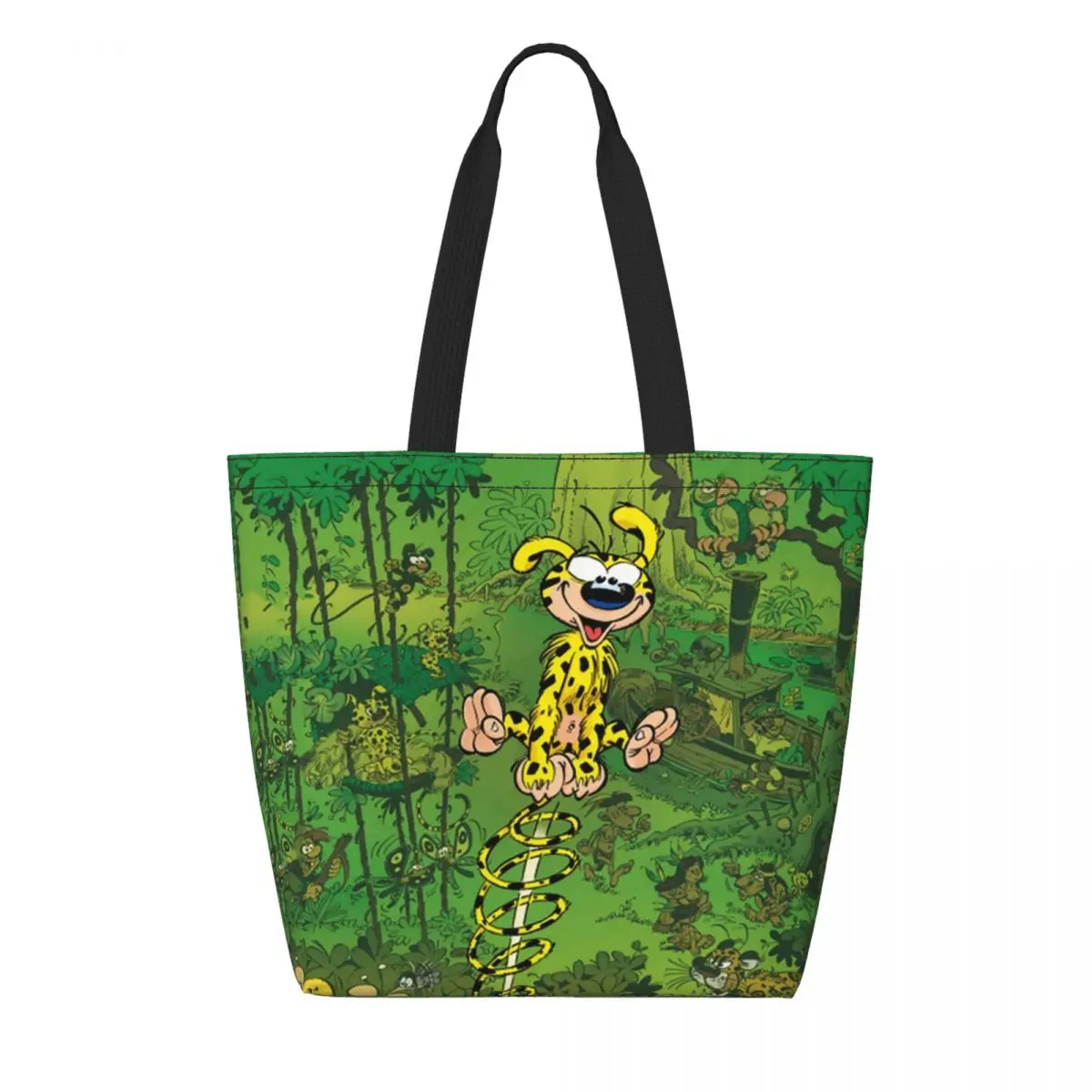 

Marsupilami Spring Original Shopping Canvas Bags Women Reusable Big Capacity Groceries Comic Strip Cartoon Shopper Tote Bags