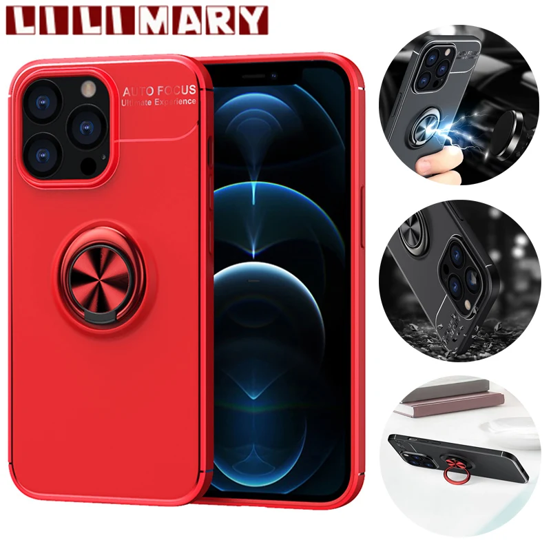 

Shockproof Case For iPhone 11 12 13 14 Pro Max 13Mini Ring Stand Phone back cover for iPhone XS Max XR X 8Plus 8 7 6S 6 Plus SE2