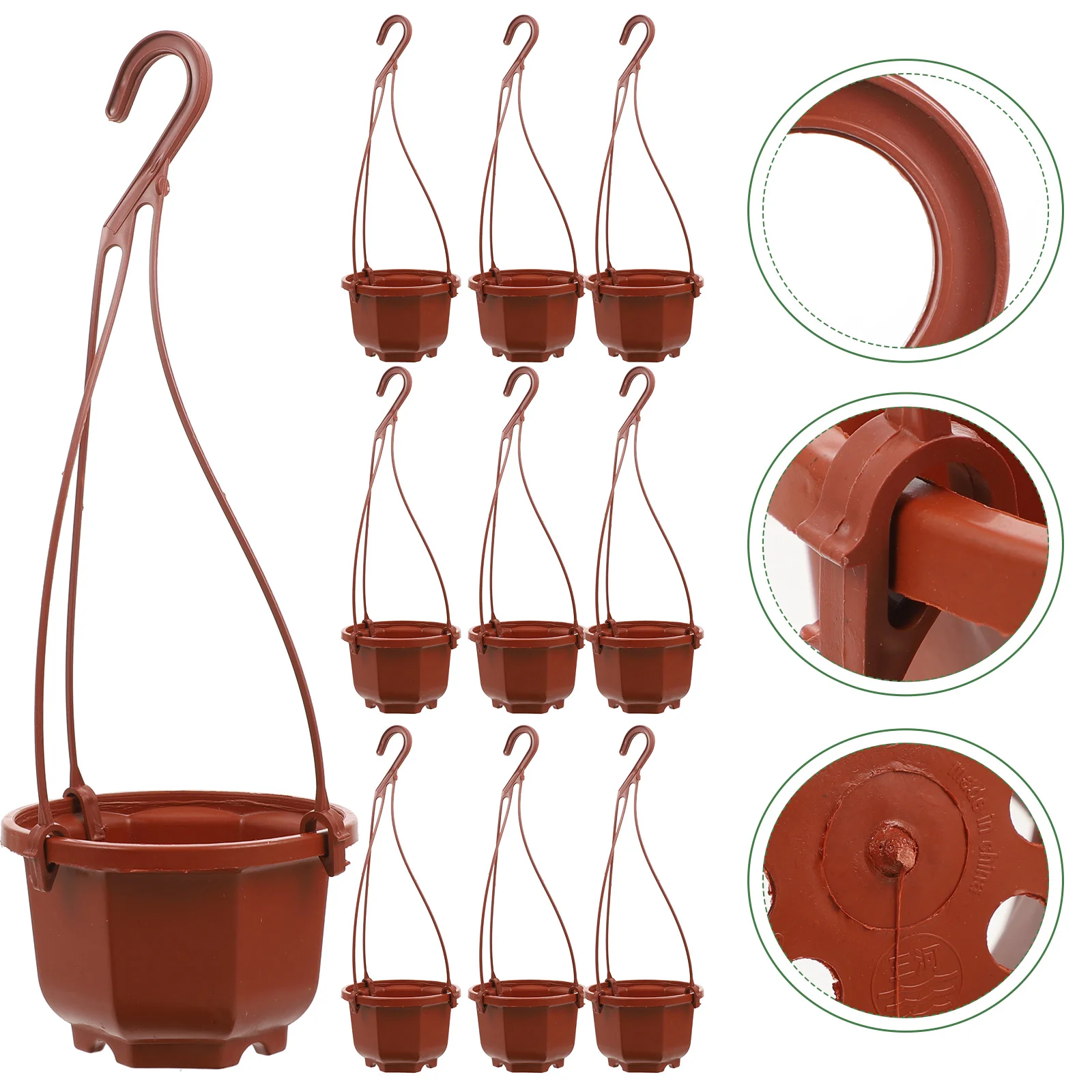 

15 sets Scindapsus Flowerpot Plastic Flower Planter Indoor Outdoor Hanging Pot with Hooks