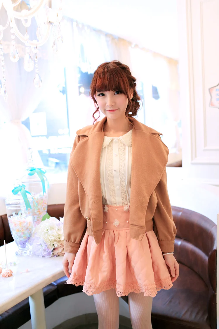 Японский журнал Лиз Виви свободное плотное пальто кружевной трикотажный