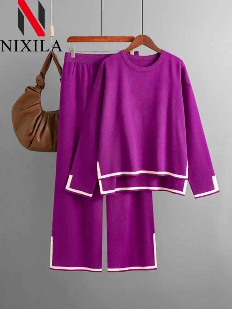 Женский трикотажный костюм-двойка повседневный свободный Трикотажный костюм из