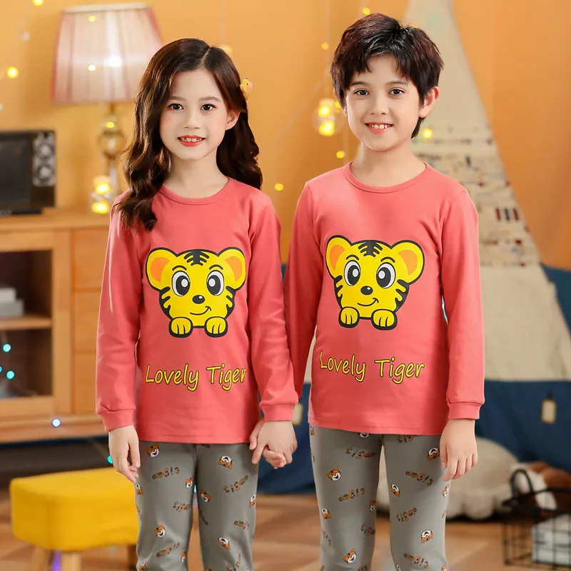 

Autumn Winter 2piece Pajamas For Girls Cotton Baby Long-sleeves Children Clothes Sets Cartoon Sleepwear Kids Boys Girl Pyjamas