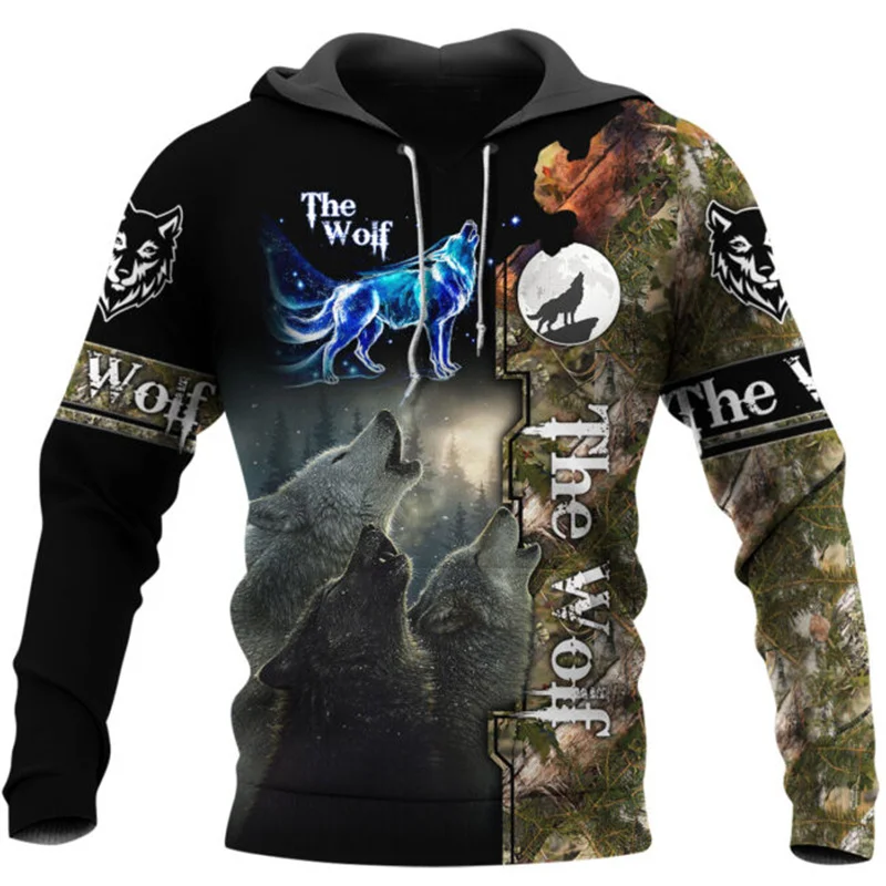 

New Fashion Men's Fall Sweatshirts Animal Winter Wolf 3D Printed Zip Hoodie Unisex Harajuku Street Casual Hoodie Pullover