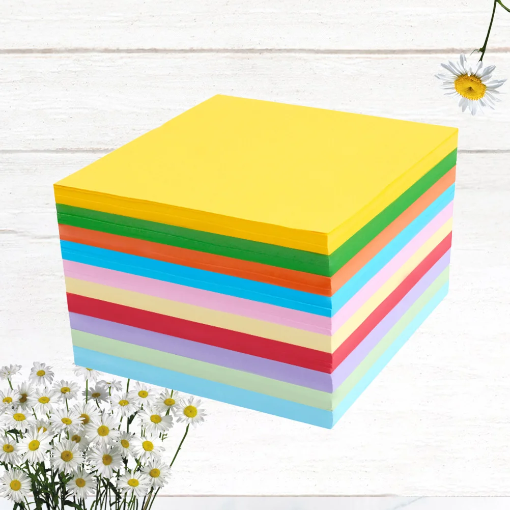 

1000pcs Square Origami Paper 10 Colors Paper Cuttings Colored Square Paper Crane Paper Manual Paper Cutting for DIY Craft Mixed