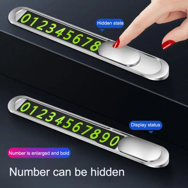 

New Creative Car Temporary Parking Number Plate Can Alloy License Plate Luminous Car Metal Parking Plate Parking Assistance