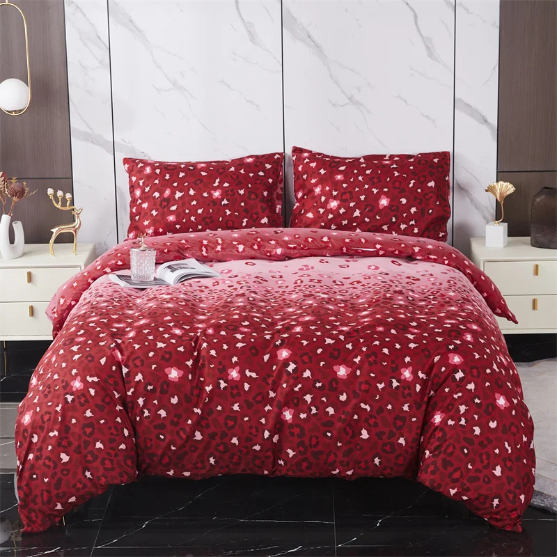 

Luxury 3D Red Leopard Duvet Cover Set Pillowcase Bedding Set AU/EU/UK/US Queen King Size Quilt Cover for Girls Lady Women