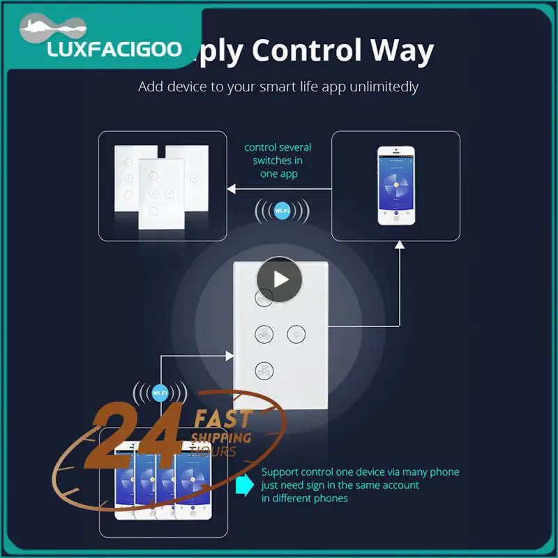 

Wireless Remote Control Smart Wifi Fan Light Switch No Neutral Wire Required Ceiling Fan Lamp Switches Timing App Control Tuya
