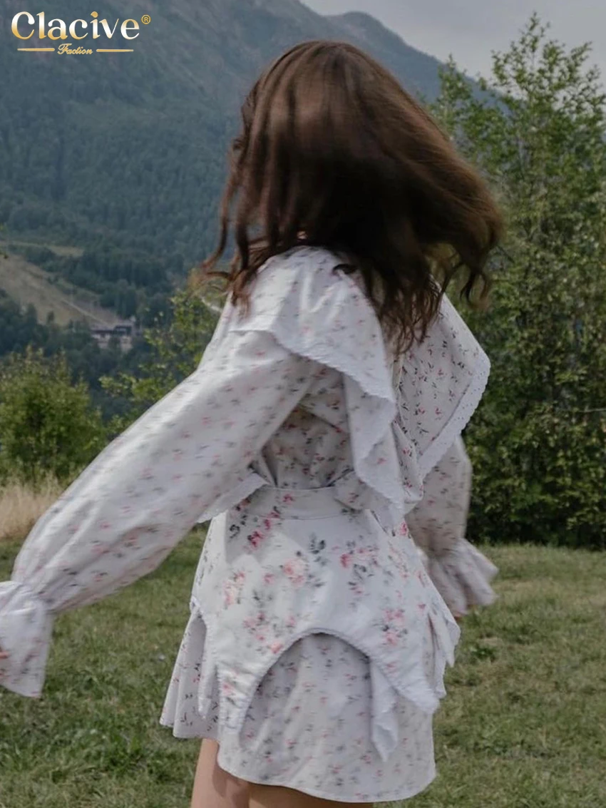 Clacive модное свободное женское платье с принтом повседневное мини-платье круглым