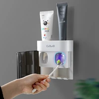 toothbrush holder wall mounted automatic toothpaste dispenser dustproof cover toothpaste squeezers bathroom accessories