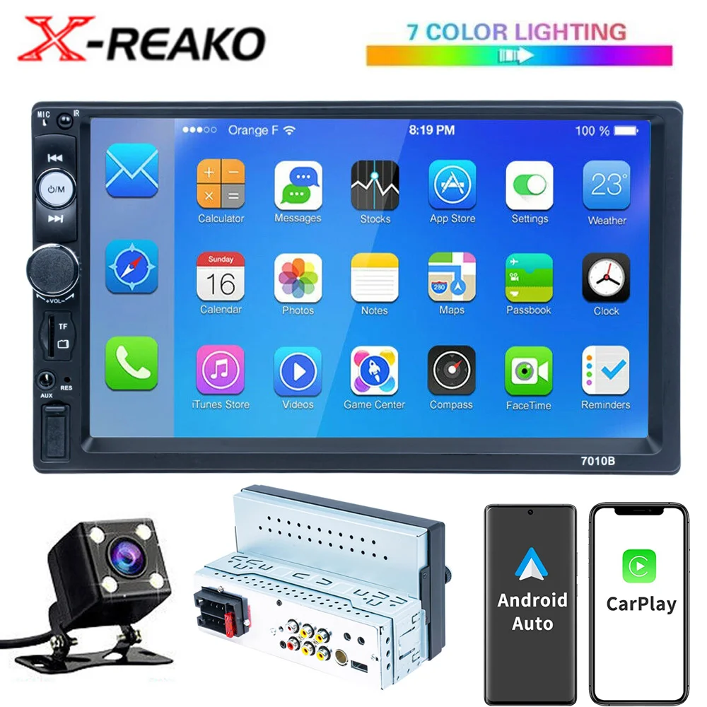 X-REAKO 1 DIN Car Radio 7" Autoradio Multimedia Player Carplay Touch Screen Auto audio Car Stereo MP5 Bluetooth USB FM Camera