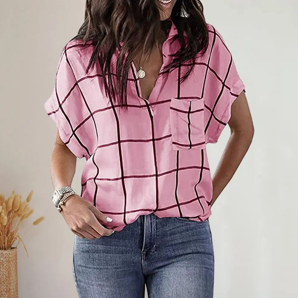 

Модная Летняя женская рубашка с принтом в клетку, легкая Универсальная