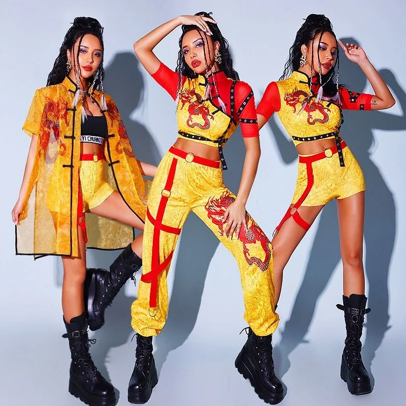 

Chinoiserie style jazz dance dress women suit ancient style Jazz dance dress hip-hop performance dress women's troupe