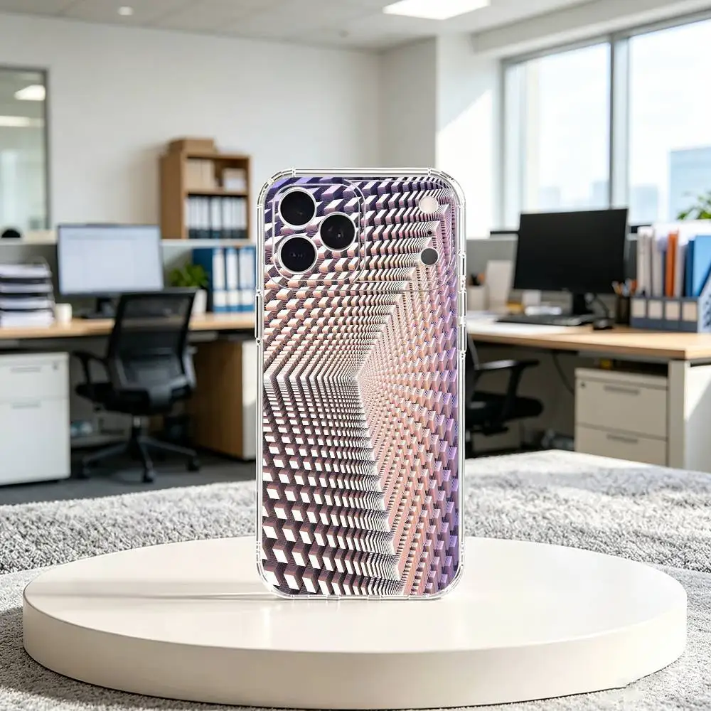 Фото Чехол для телефона с 3D-пространственными данными и гиперпространственным дизайном для iPhone 14 16 15 17 13 12 11 Pro Max Plus, прозрачный мягкий чехол из ТПУ. №3