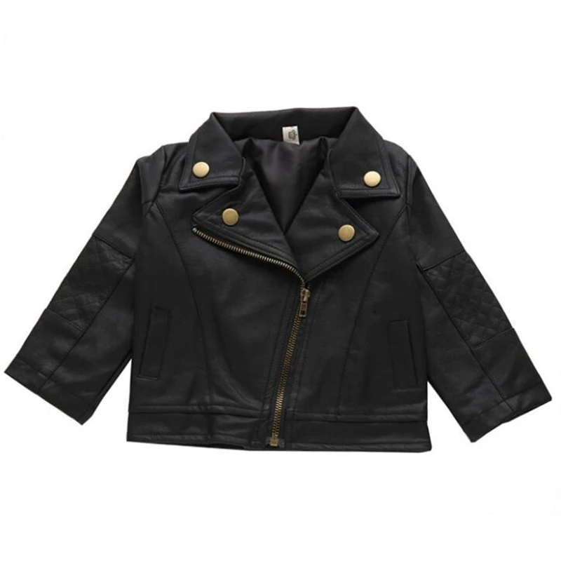 

Модная куртка из искусственной кожи для маленьких мальчиков и девочек, весна-осень-зима, детское кожаное пальто для малышей, повседневная ...