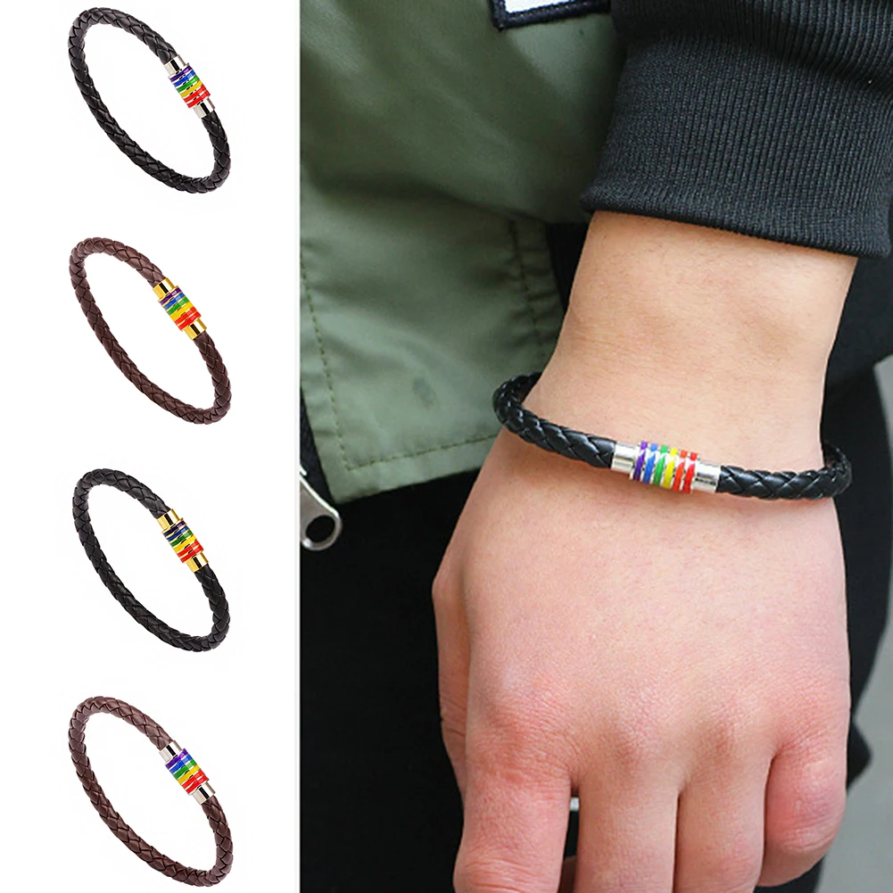 

Ins Nepal Rainbow Bracelets for Women Girls Pride Woven Braided Men Couple Friendship Jewelry DIY Handmade Rope Bangles